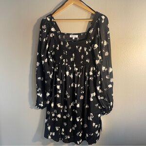 Motherhood Black and White Floral Long Sleeve Dress